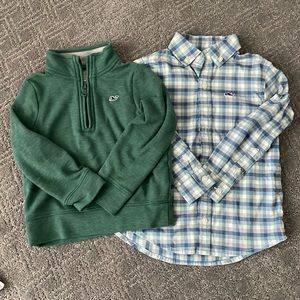 Vineyard vines toddler LS button up and 1/4 zip 2T